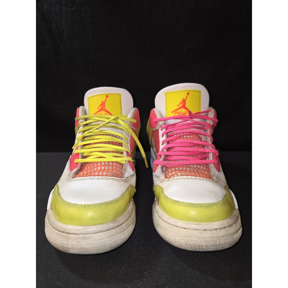 Air Jordan 4 Retro Lemon Venom Pink Blast White Size 5Y‎ - Picture 2 of 11